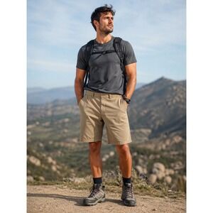Outdoor Indie Active Merrell‎ Mens Khaki Hiking Shorts Size 38L Tan Zip Pocket